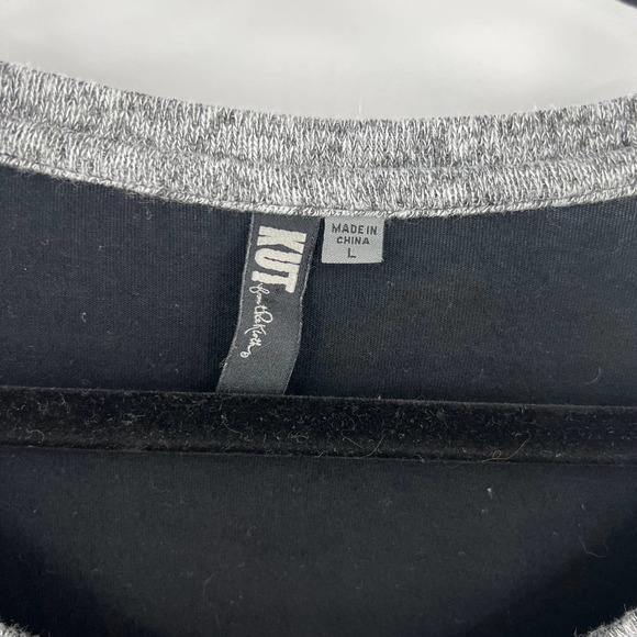 Kut From The Kloth Gray Black Floral Scoop Neckline Y2K Blouse Top Women's Large - Picture 3 of 7